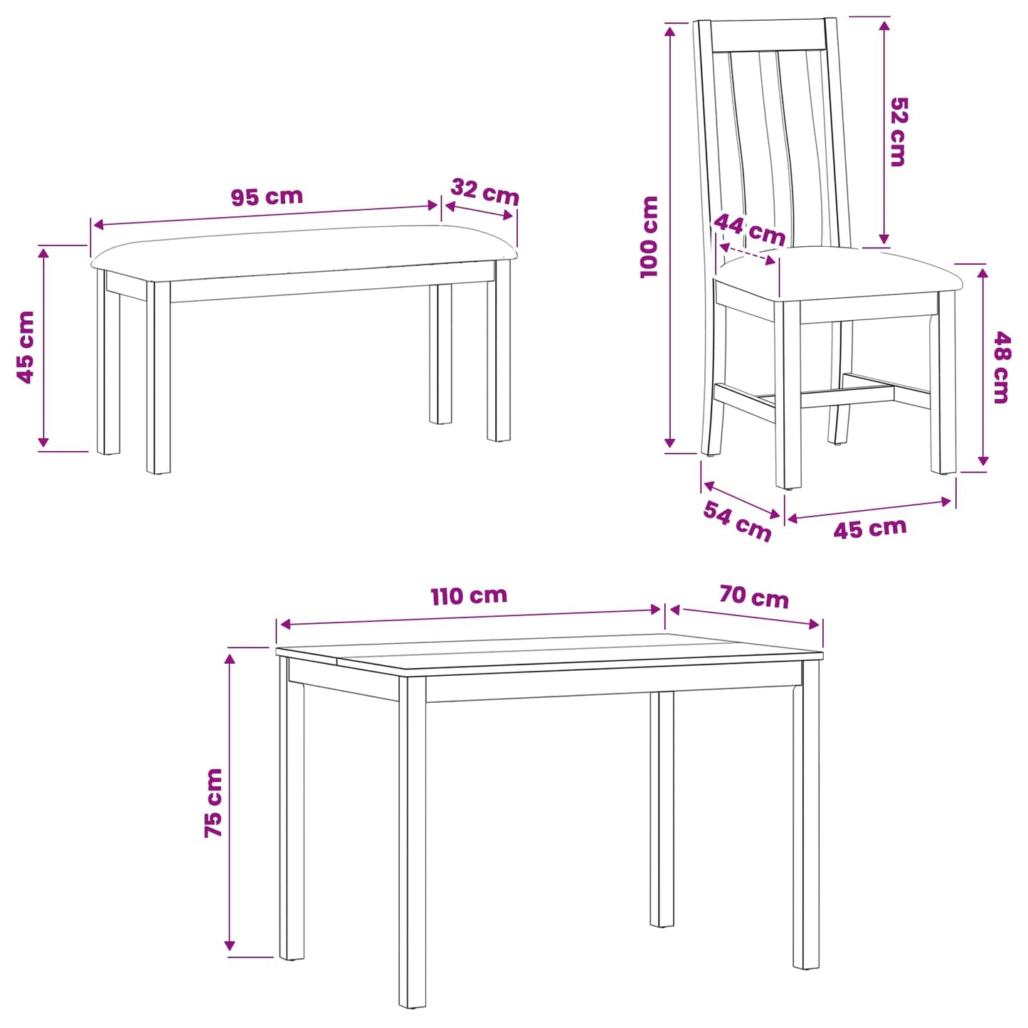 Dining Set 5 pcs Beige Solid Oak Wood