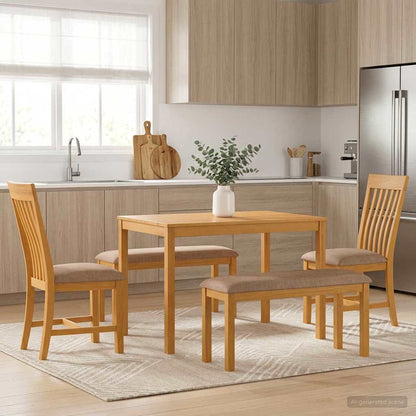 Dining Set 5 pcs Grey Solid Oak Wood
