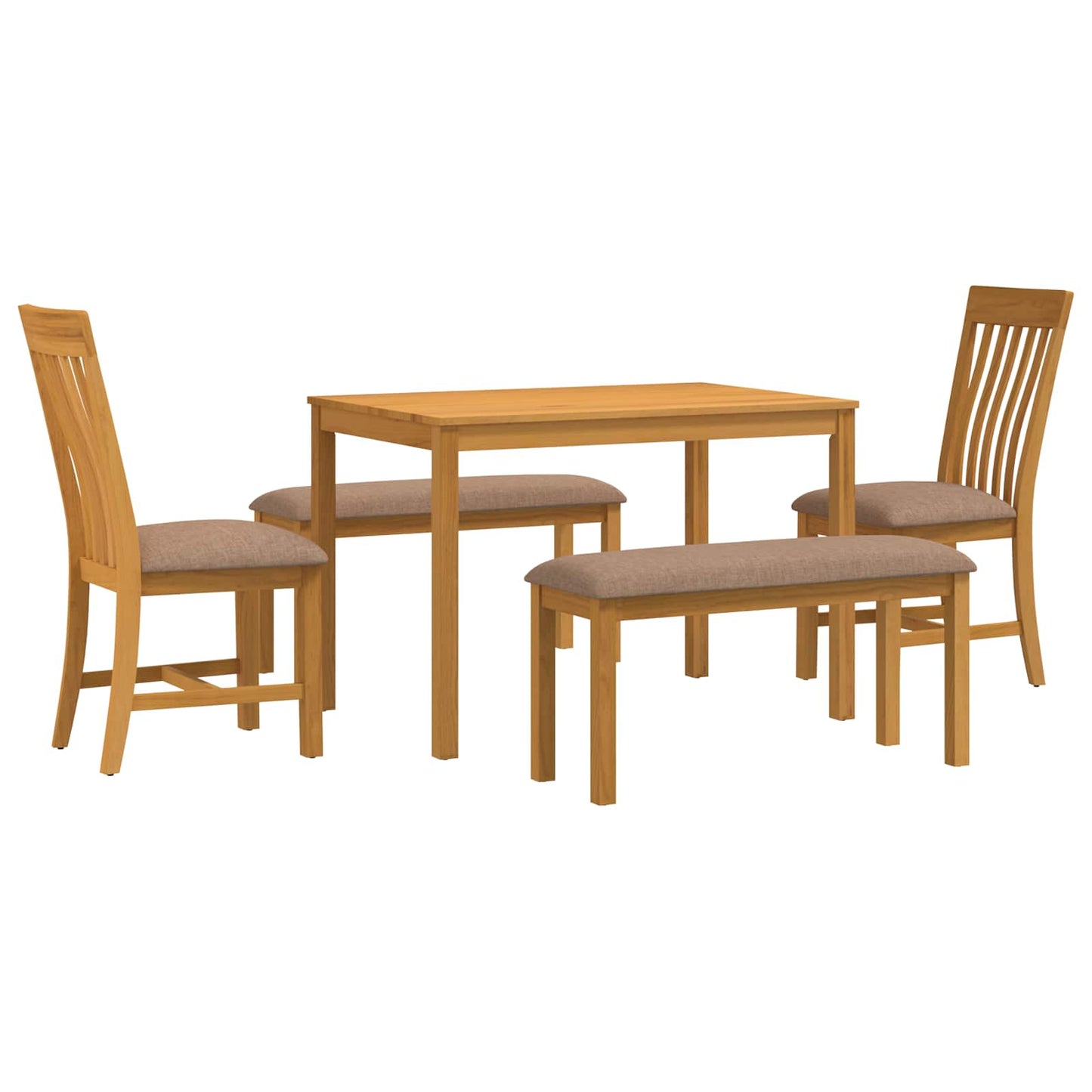 Dining Set 5 pcs Grey Solid Oak Wood
