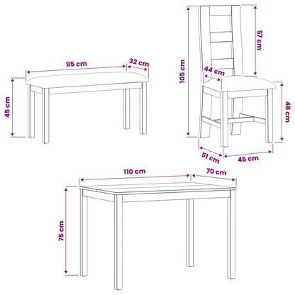 Dining Set 5 pcs Beige Solid Oak Wood