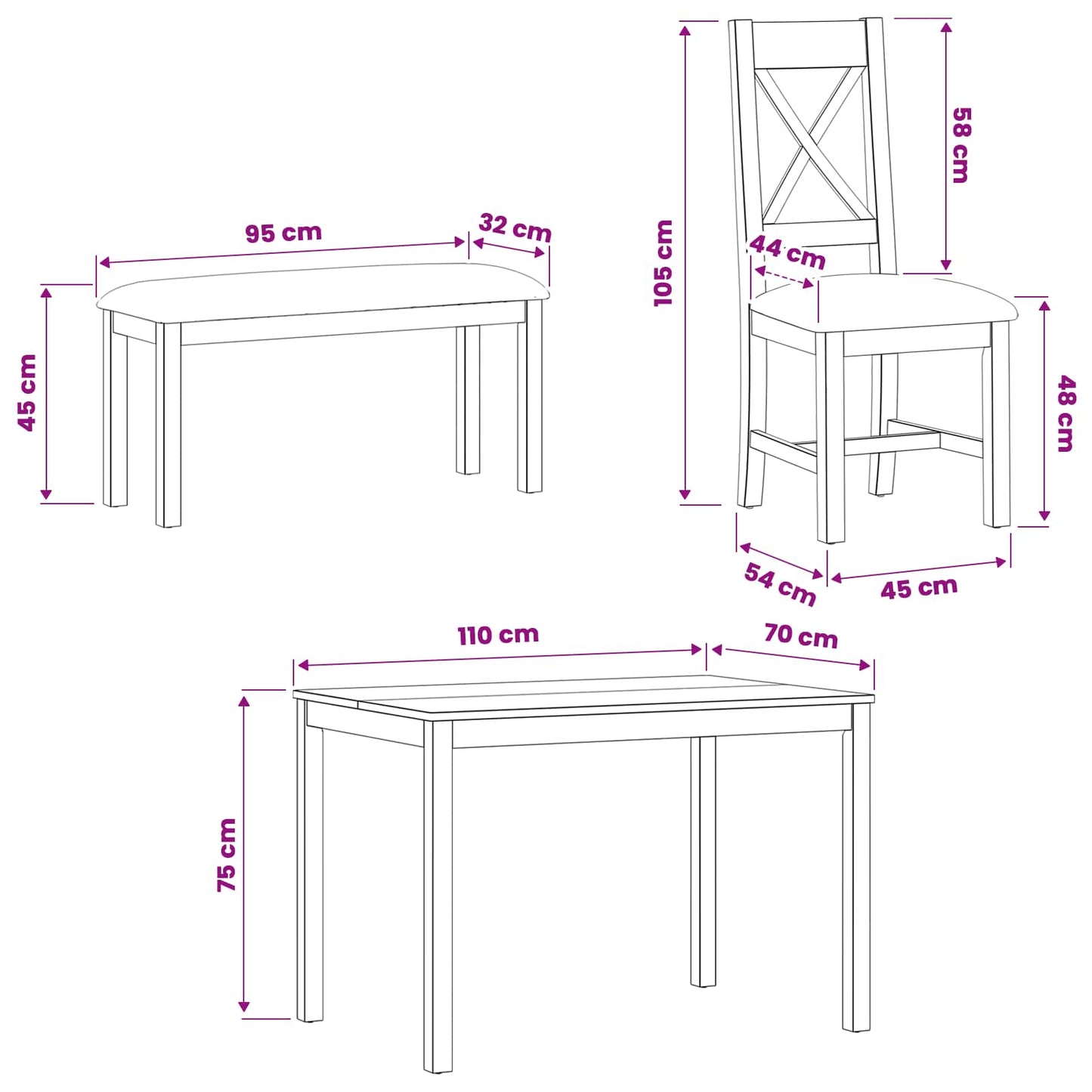 Dining Set 5 pcs Beige Solid Oak Wood