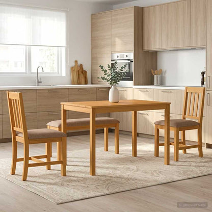 Dining Set 4 pcs Grey Solid Oak Wood