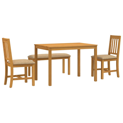 Dining Set 4 pcs Beige Solid Oak Wood