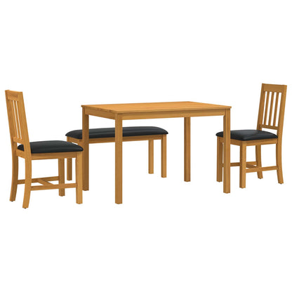 Dining Set 4 pcs Black Solid Oak Wood