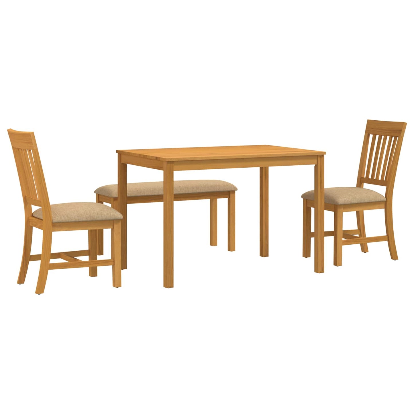 Dining Set 4 pcs Beige Solid Oak Wood