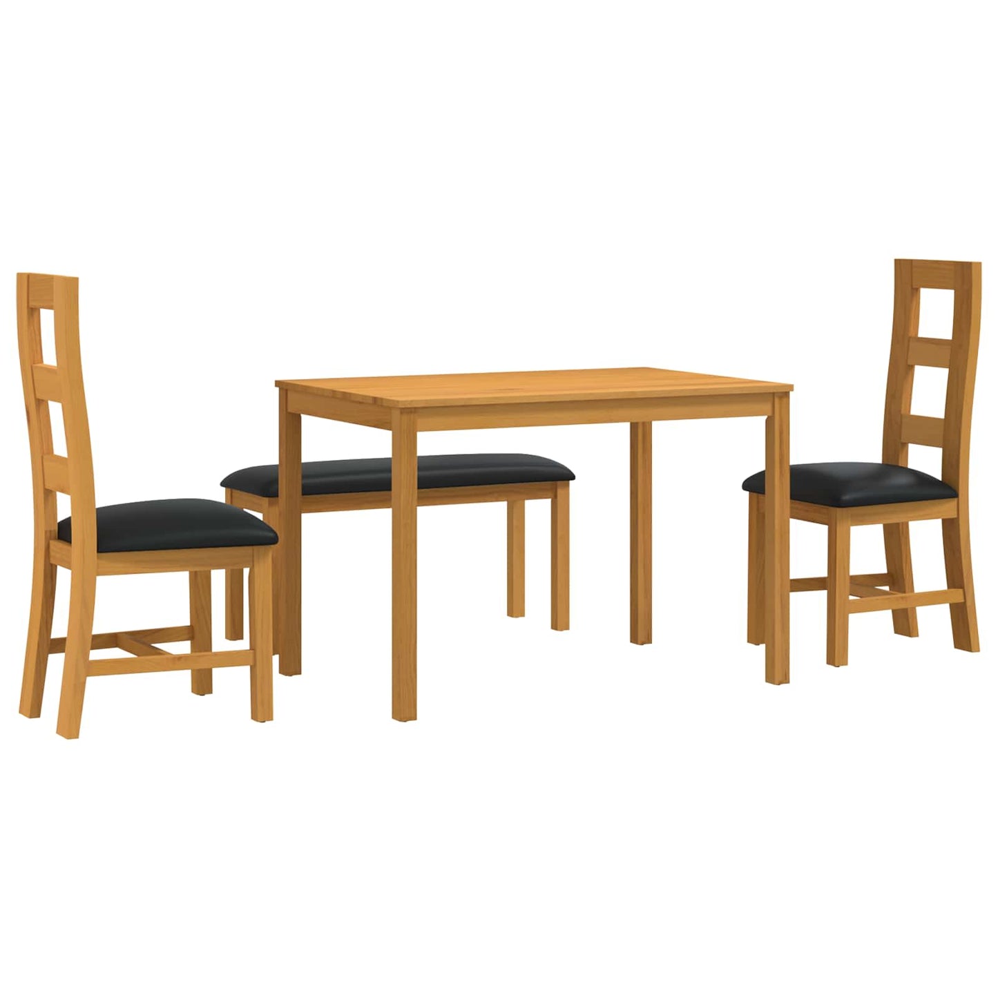 Dining Set 4 pcs Black Solid Oak Wood