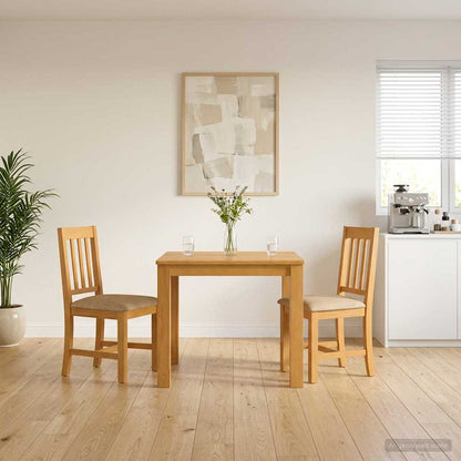 Dining Set 3 pcs Beige Solid Oak Wood
