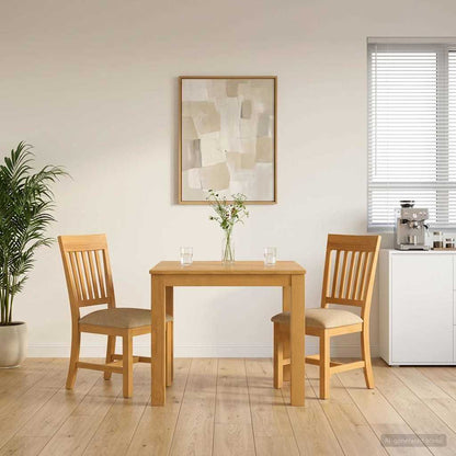 Dining Set 3 pcs Beige Solid Oak Wood