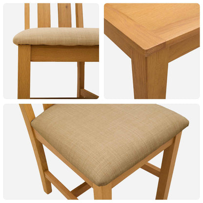 Dining Set 3 pcs Beige Solid Oak Wood