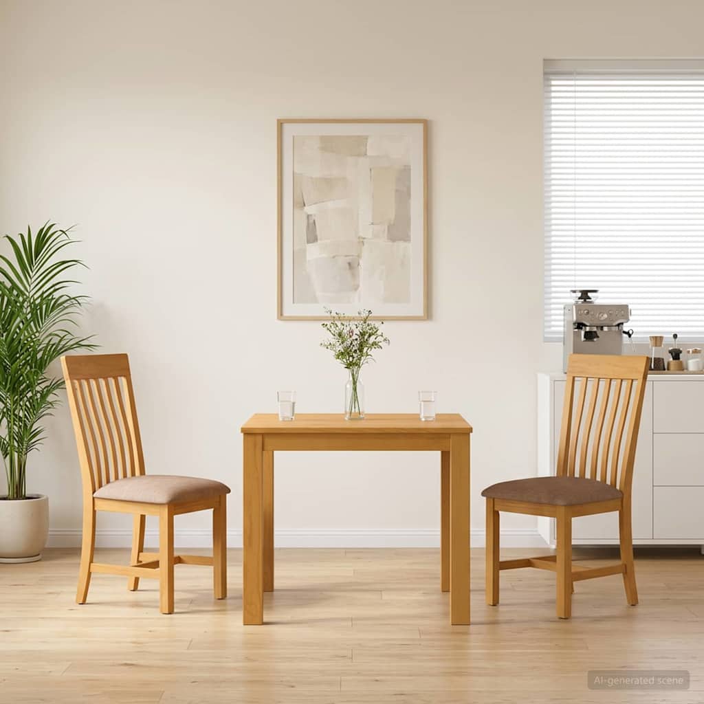 Dining Set 3 pcs Grey Solid Oak Wood
