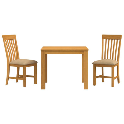 Dining Set 3 pcs Beige Solid Oak Wood