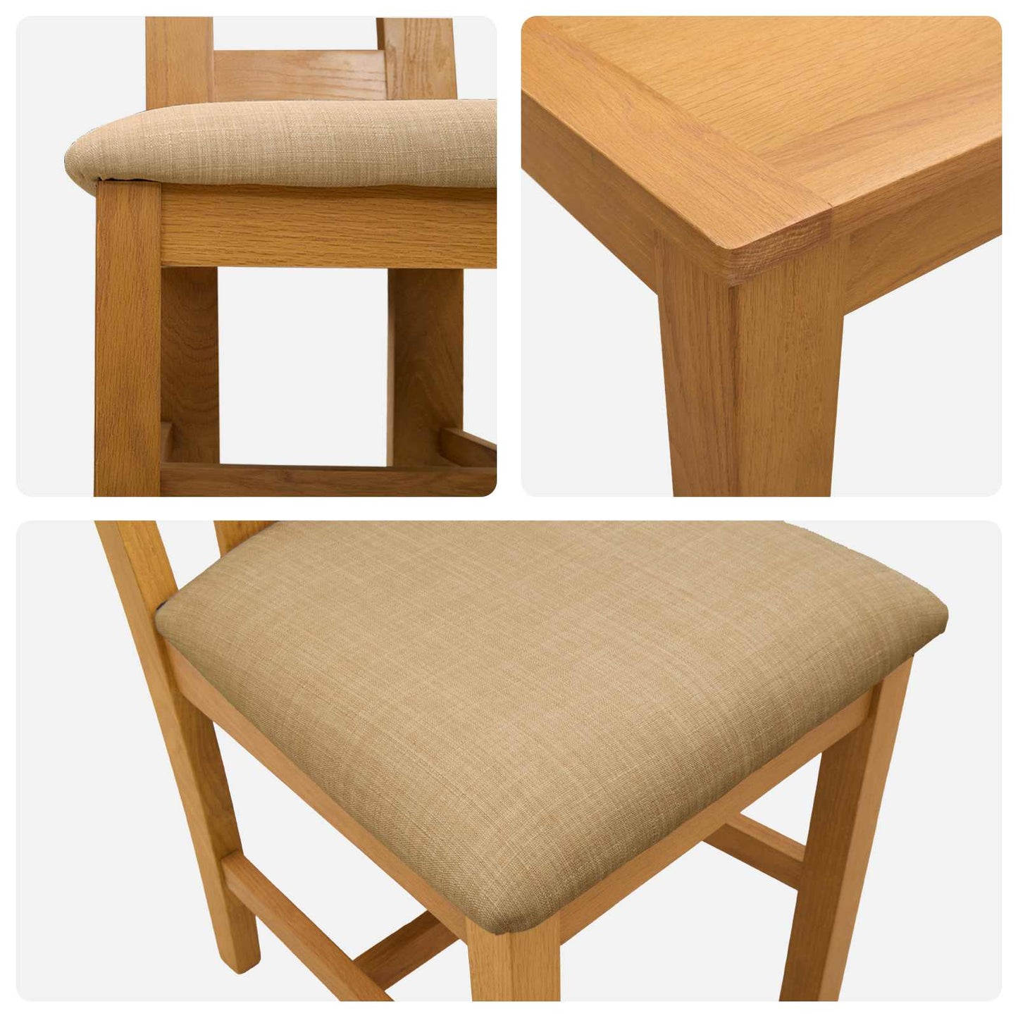 Dining Set 3 pcs Beige Solid Oak Wood
