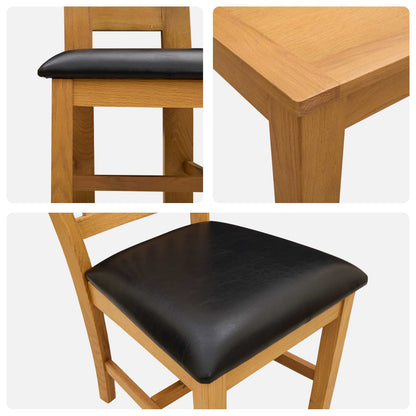 Dining Set 3 pcs Black Solid Oak Wood