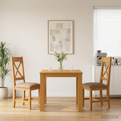 Dining Set 3 pcs Grey Solid Oak Wood