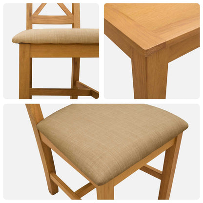 Dining Set 3 pcs Beige Solid Oak Wood