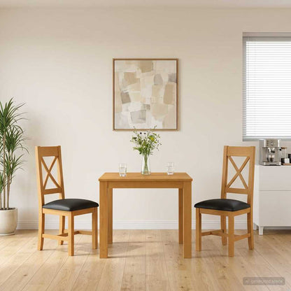 Dining Set 3 pcs Black Solid Oak Wood