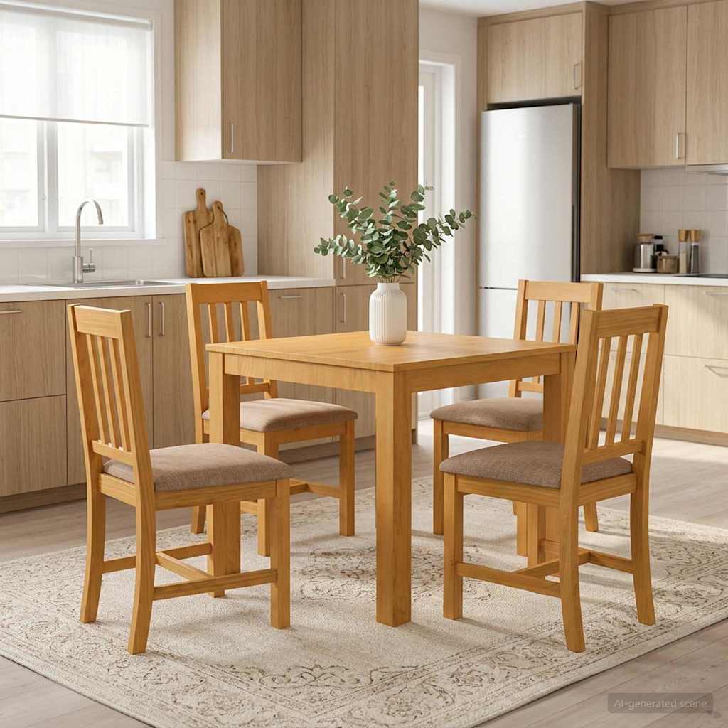 Dining Set 5 pcs Grey Solid Oak Wood