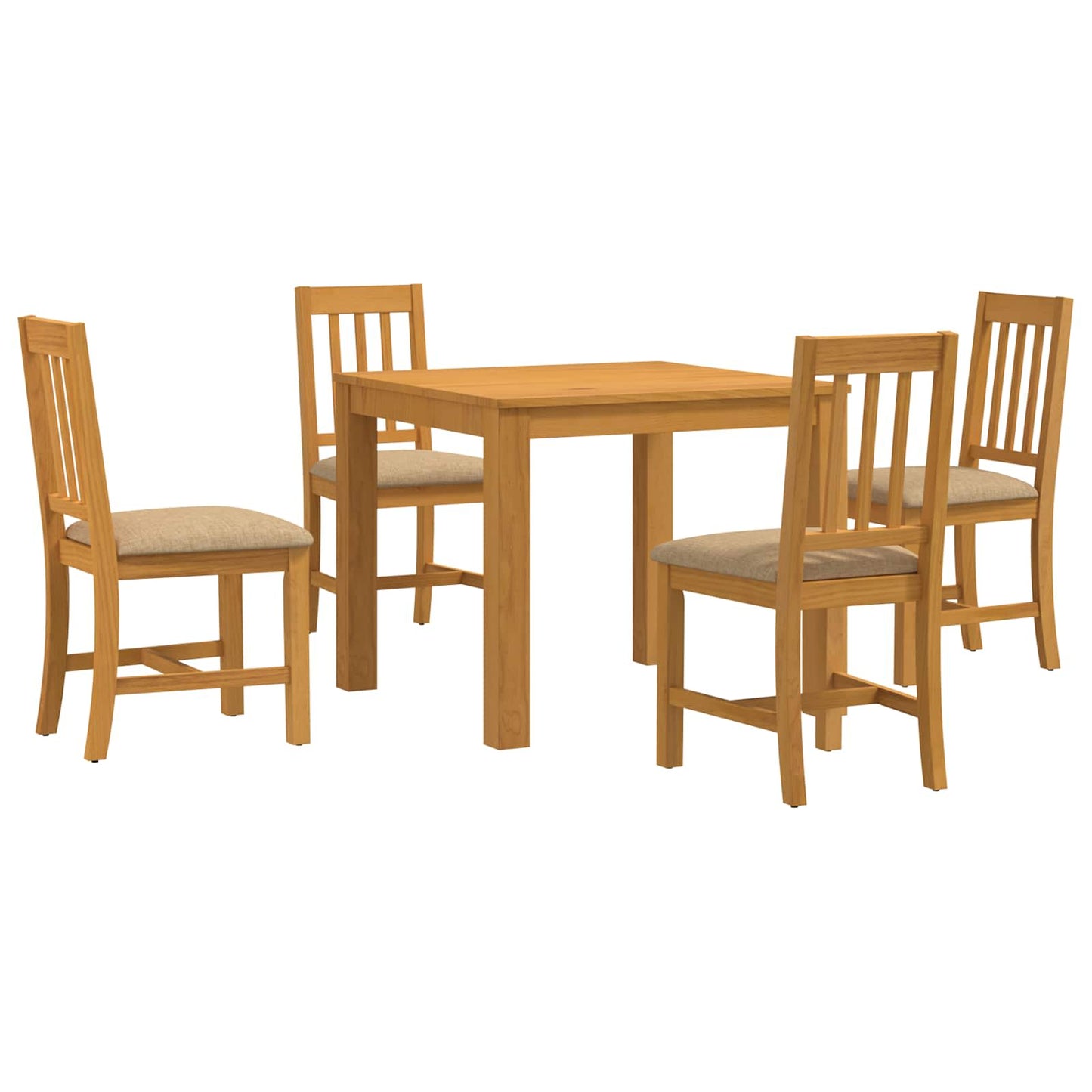 Dining Set 5 pcs Beige Solid Oak Wood
