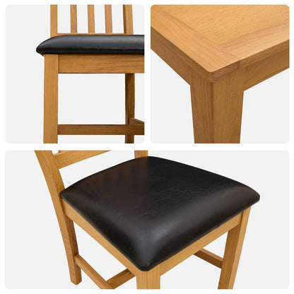 Dining Set 5 pcs Black Solid Oak Wood