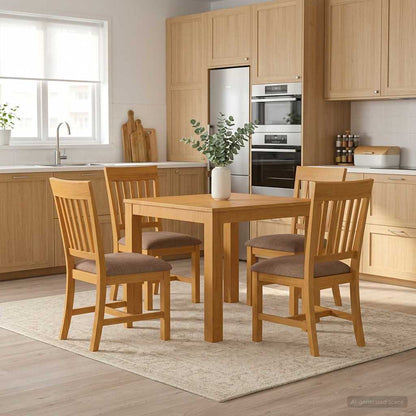 Dining Set 5 pcs Grey Solid Oak Wood
