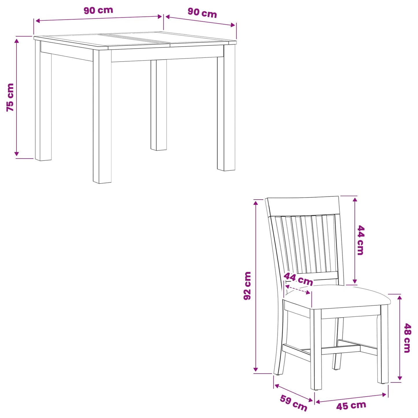 Dining Set 5 pcs Grey Solid Oak Wood