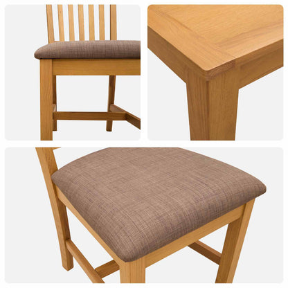 Dining Set 5 pcs Grey Solid Oak Wood