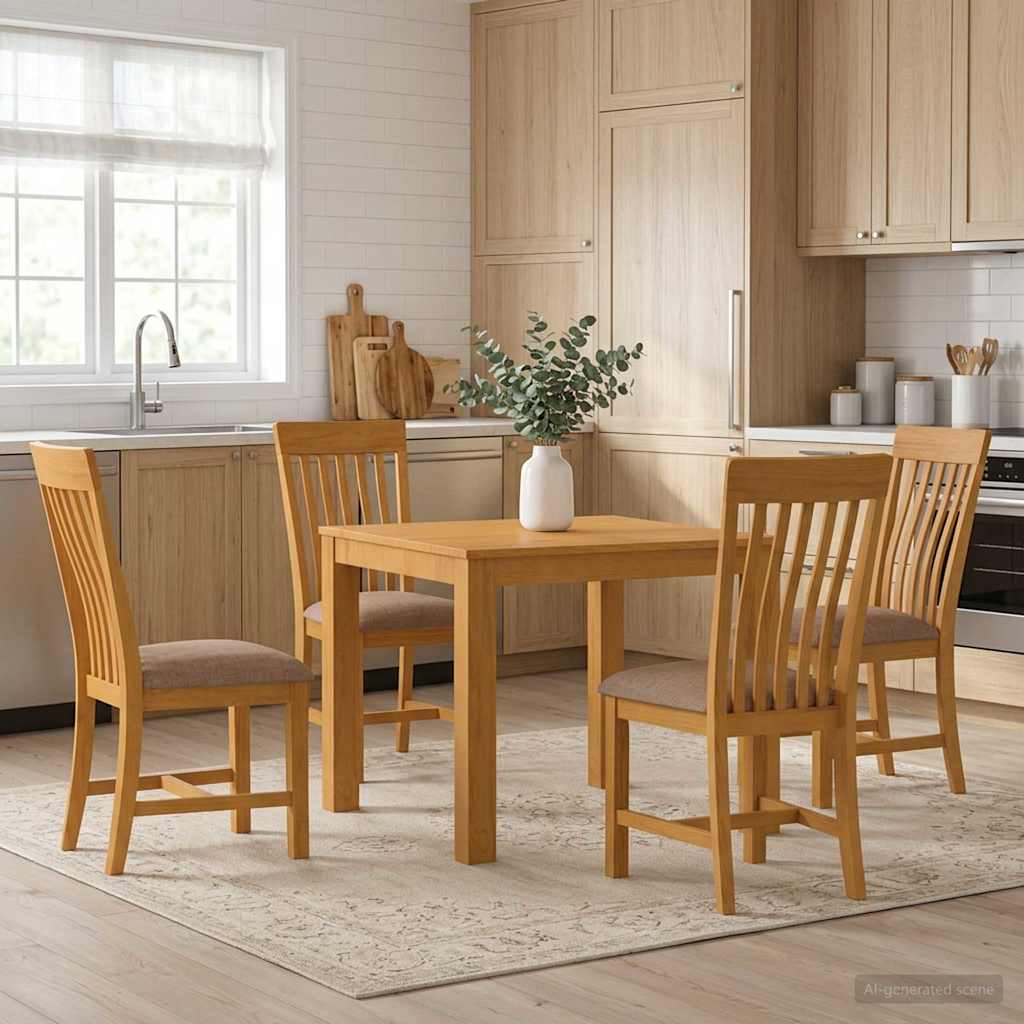 Dining Set 5 pcs Grey Solid Oak Wood