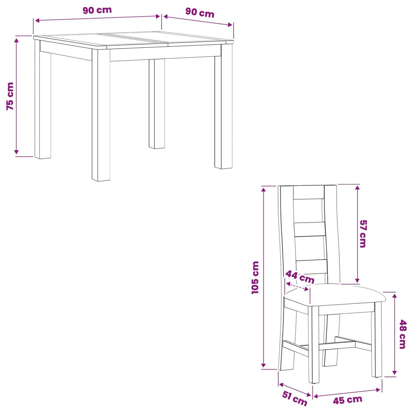 Dining Set 5 pcs Grey Solid Oak Wood
