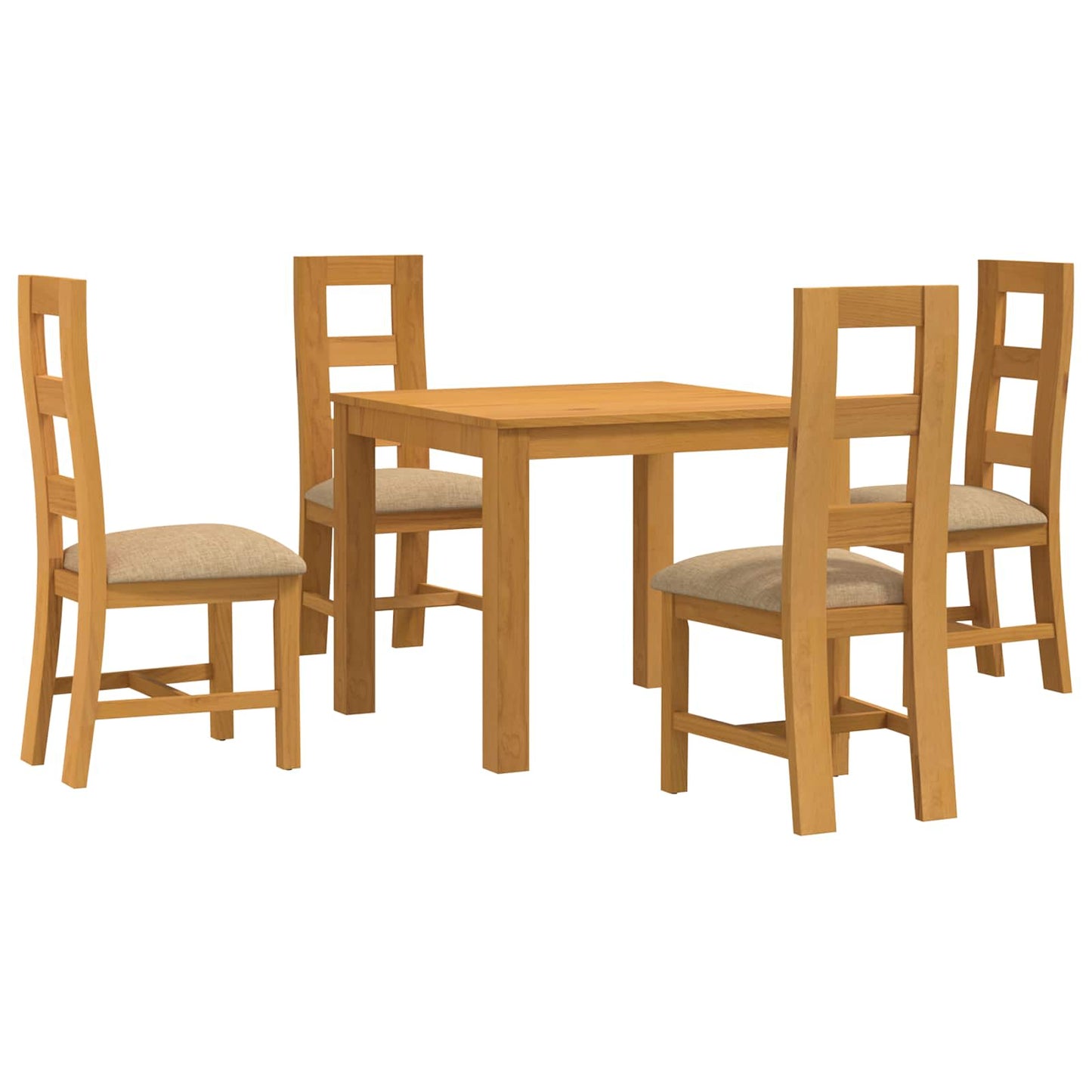 Dining Set 5 pcs Beige Solid Oak Wood