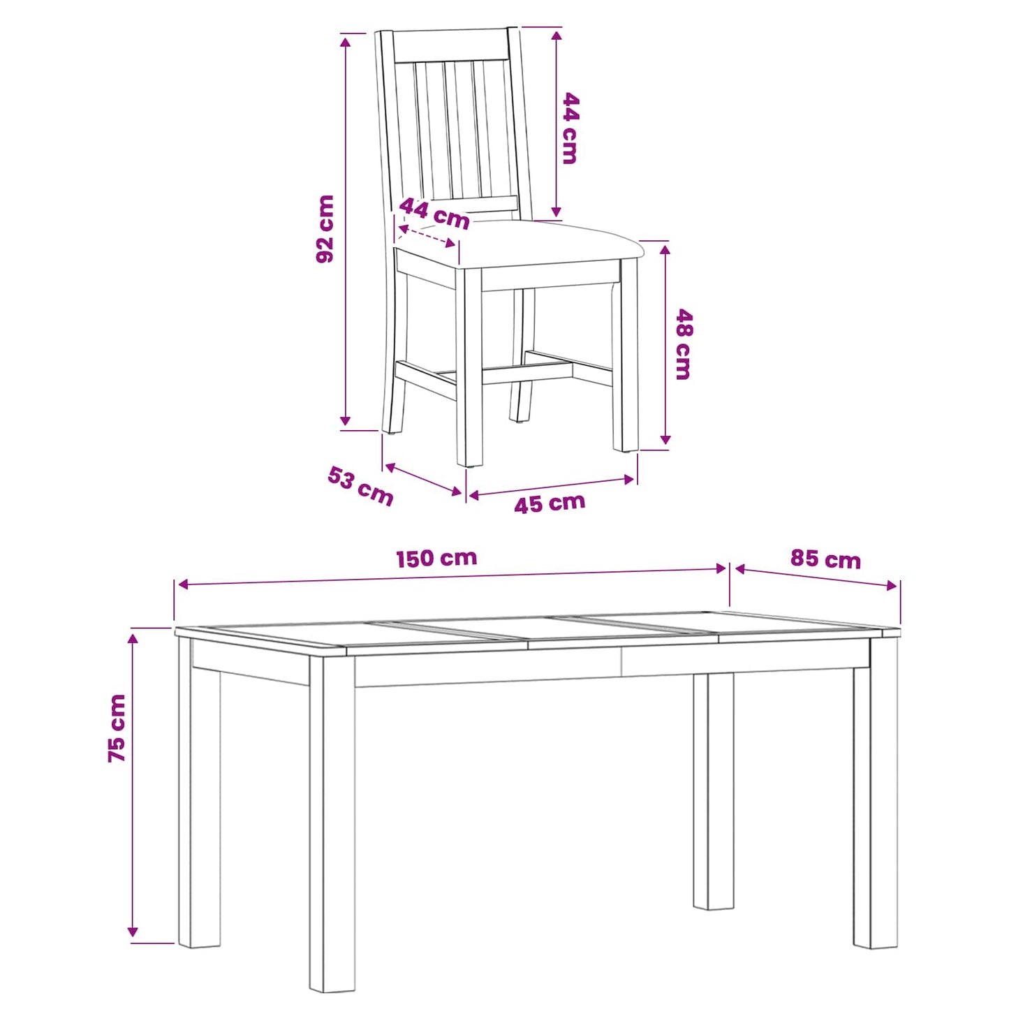 Dining Set 5 pcs Grey Solid Oak Wood