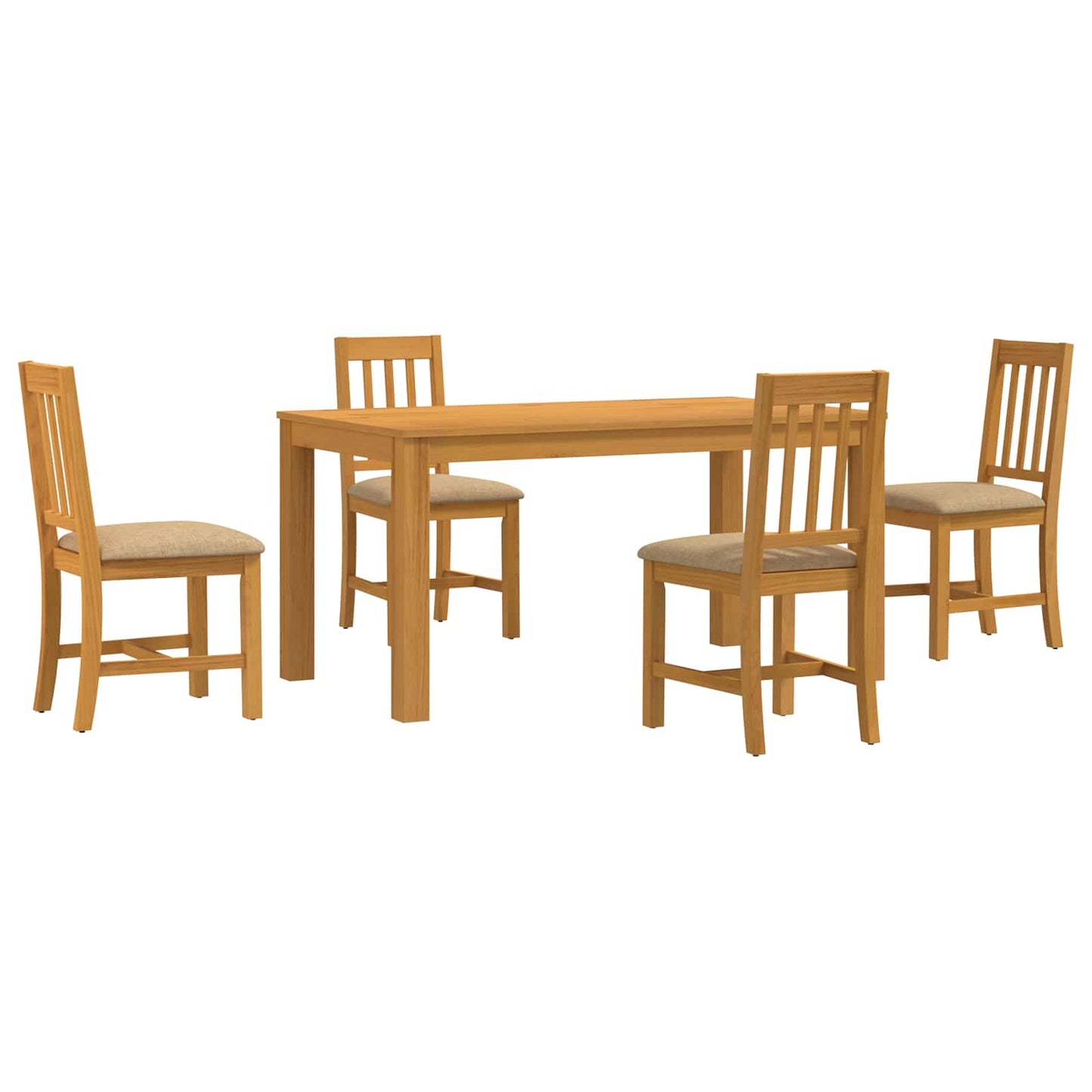 Dining Set 5 pcs Beige Solid Oak Wood