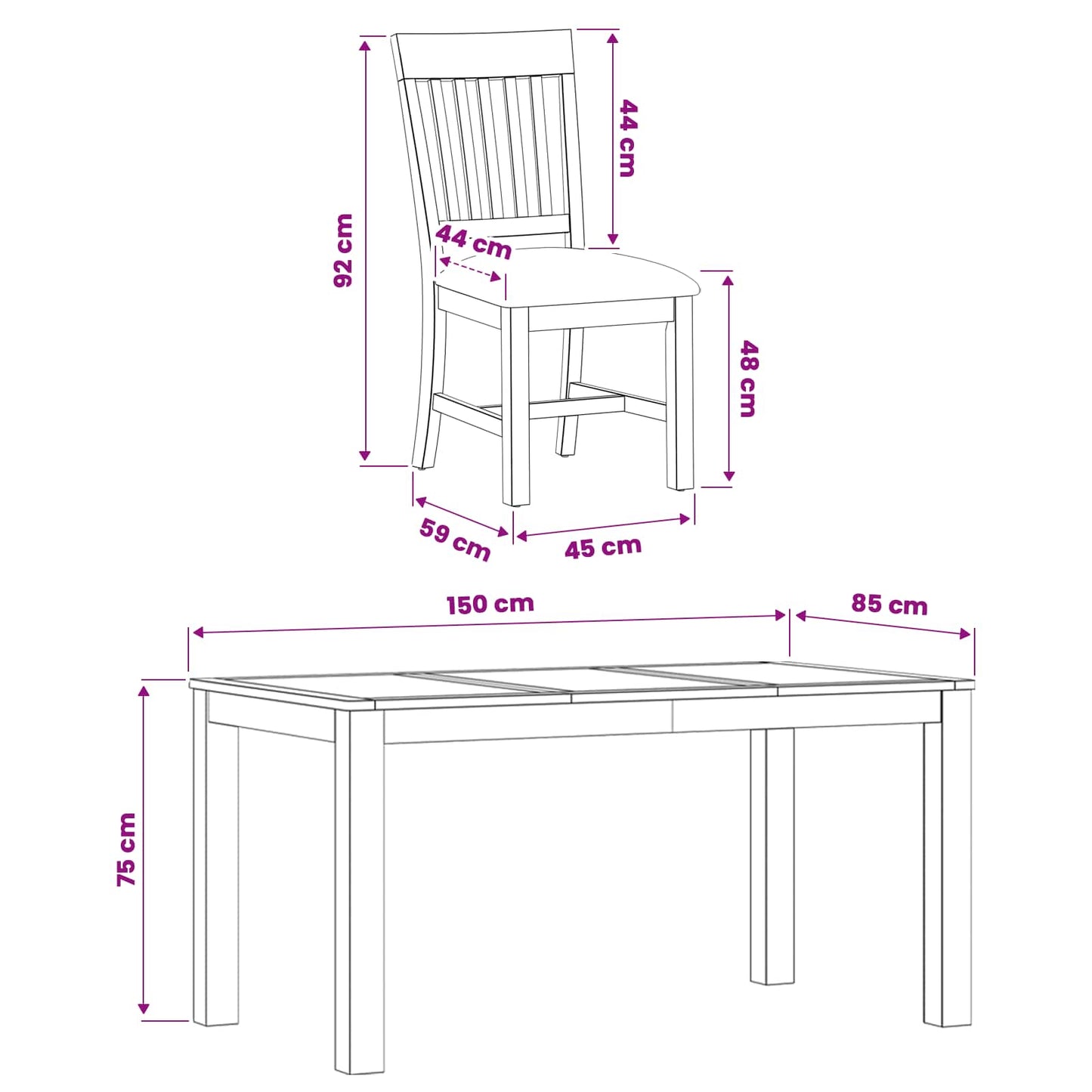 Dining Set 5 pcs Black Solid Oak Wood