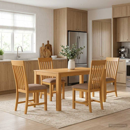 Dining Set 5 pcs Grey Solid Oak Wood