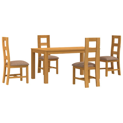 Dining Set 5 pcs Grey Solid Oak Wood