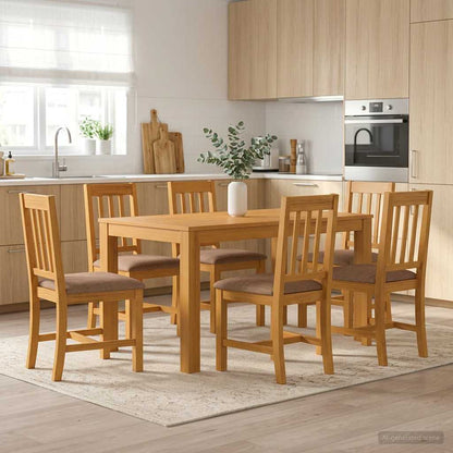 Dining Set 7 pcs Grey Solid Oak Wood