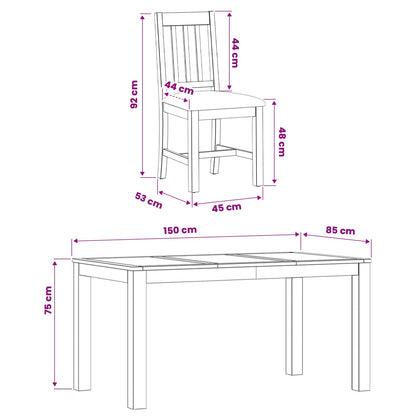 Dining Set 7 pcs Grey Solid Oak Wood