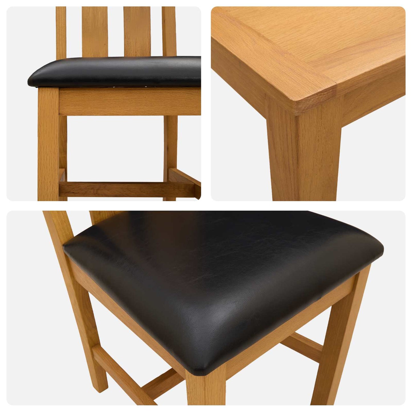 Dining Set 7 pcs Black Solid Oak Wood