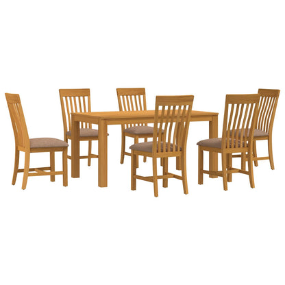 Dining Set 7 pcs Grey Solid Oak Wood