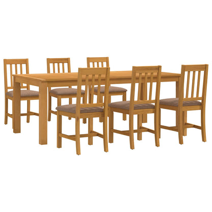 Dining Set 7 pcs Grey Solid Oak Wood