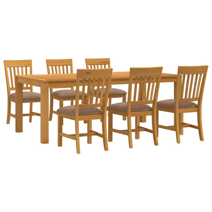 Dining Set 7 pcs Grey Solid Oak Wood