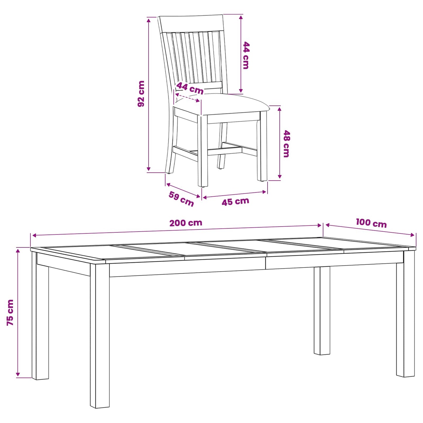 Dining Set 7 pcs Black Solid Oak Wood