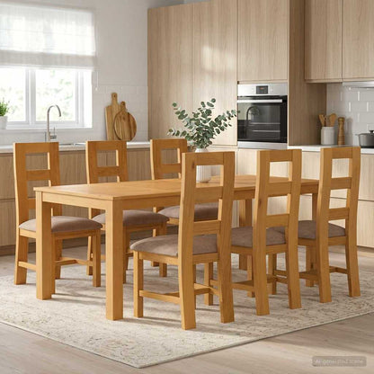 Dining Set 7 pcs Grey Solid Oak Wood