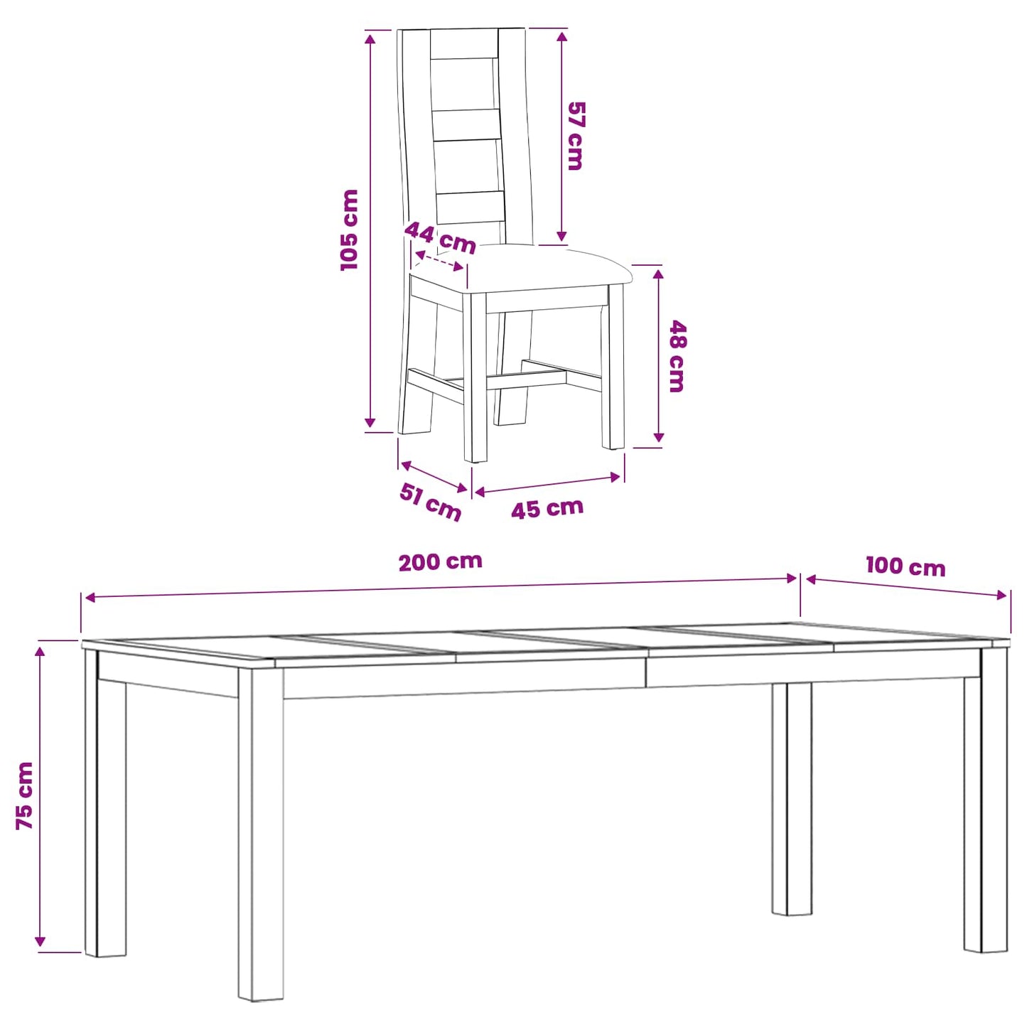 Dining Set 7 pcs Black Solid Oak Wood