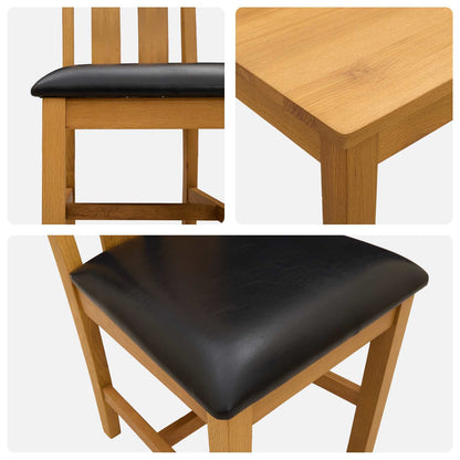Dining Set 9 pcs Black Solid Oak Wood