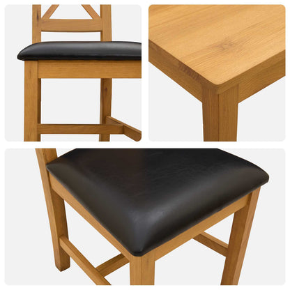 Dining Set 9 pcs Black Solid Oak Wood