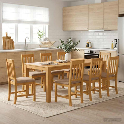 Dining Table 200 x 100 x 75 cm Solid Oak Wood Natural