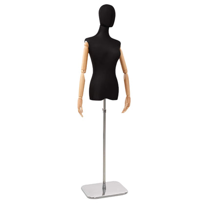 Adjustable 165-213 cm Mannequin with Base Female PP Black
