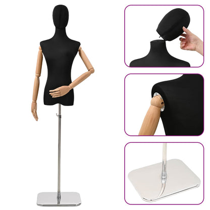 Adjustable 165-213 cm Mannequin with Base Female PP Black