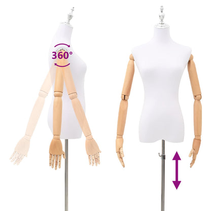 Adjustable 165-213 cm Mannequin with Base Female PP White