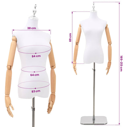 Adjustable 165-213 cm Mannequin with Base Female PP White